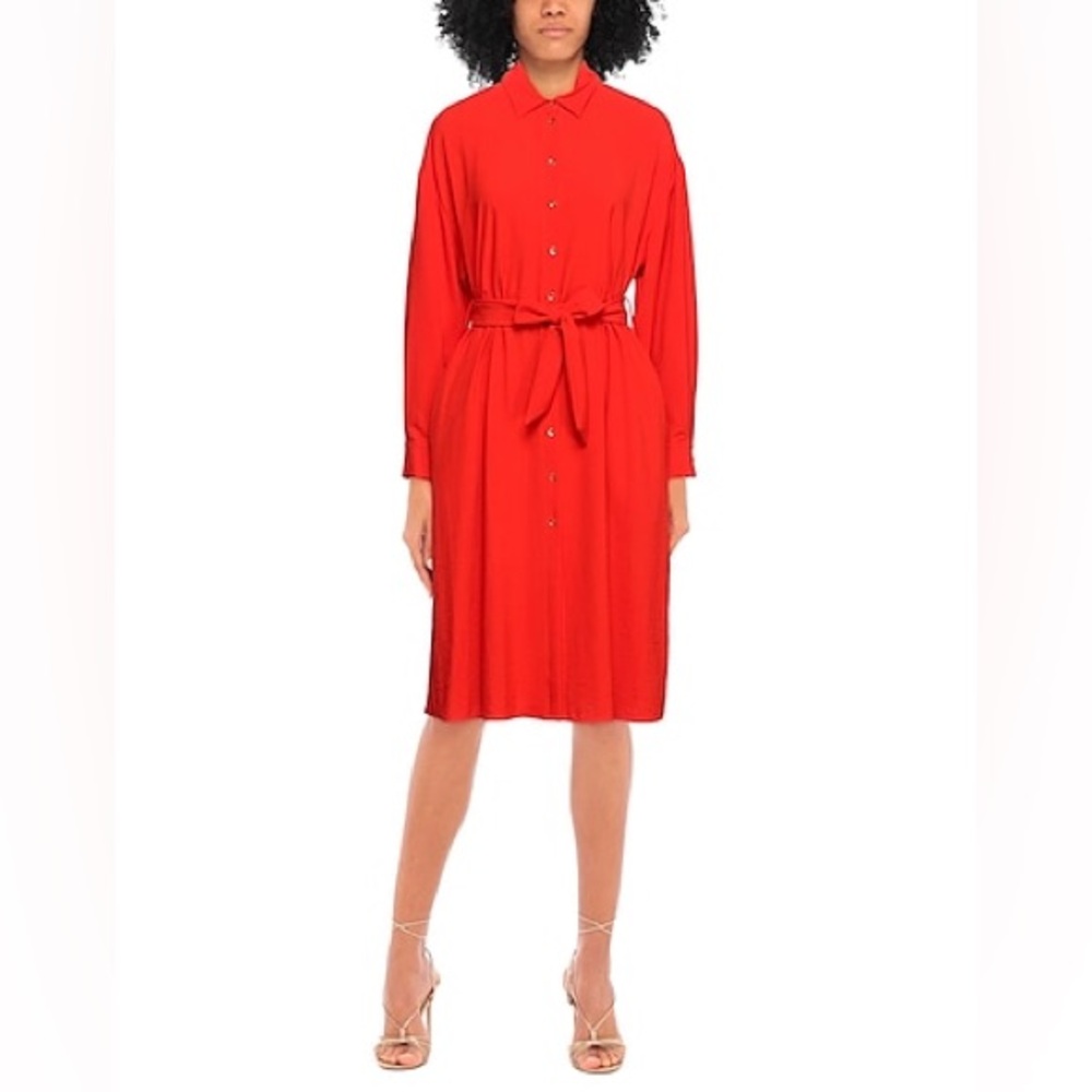 PINKO "Manieroso" Red Midi Shirt Dress SIze US 10